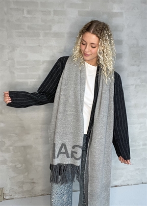 Fringed Wool scarfFrost Gray A6030 Ganni 